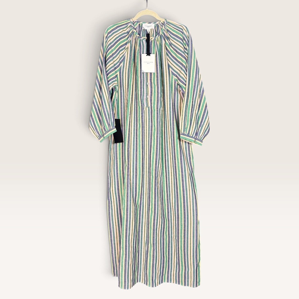 Pomander Place Zephyr Stripe Heidi Maxi Caftan Dress Multicolor XL B1476 NWT